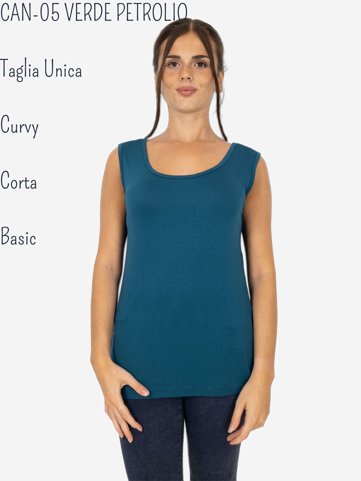 Canotta Donna Curvy Oversize a Spalla Larga in Viscosa Elasticizzata
