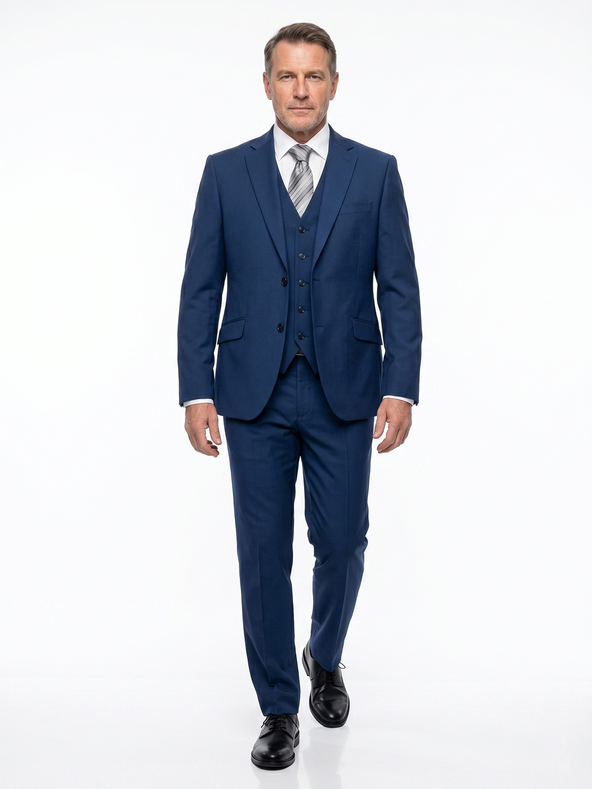 Men's Three-Piece Light Blue Cool Wool Suit ELE10139-D4
