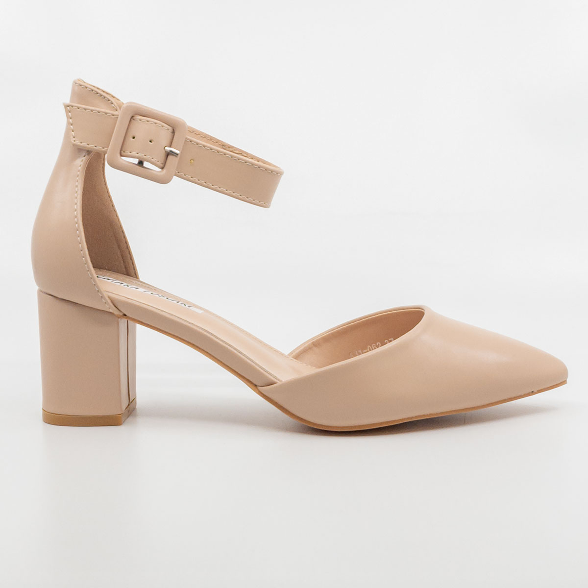 Decolleté eleganti cipria con tacco largo e cinturino regolabile