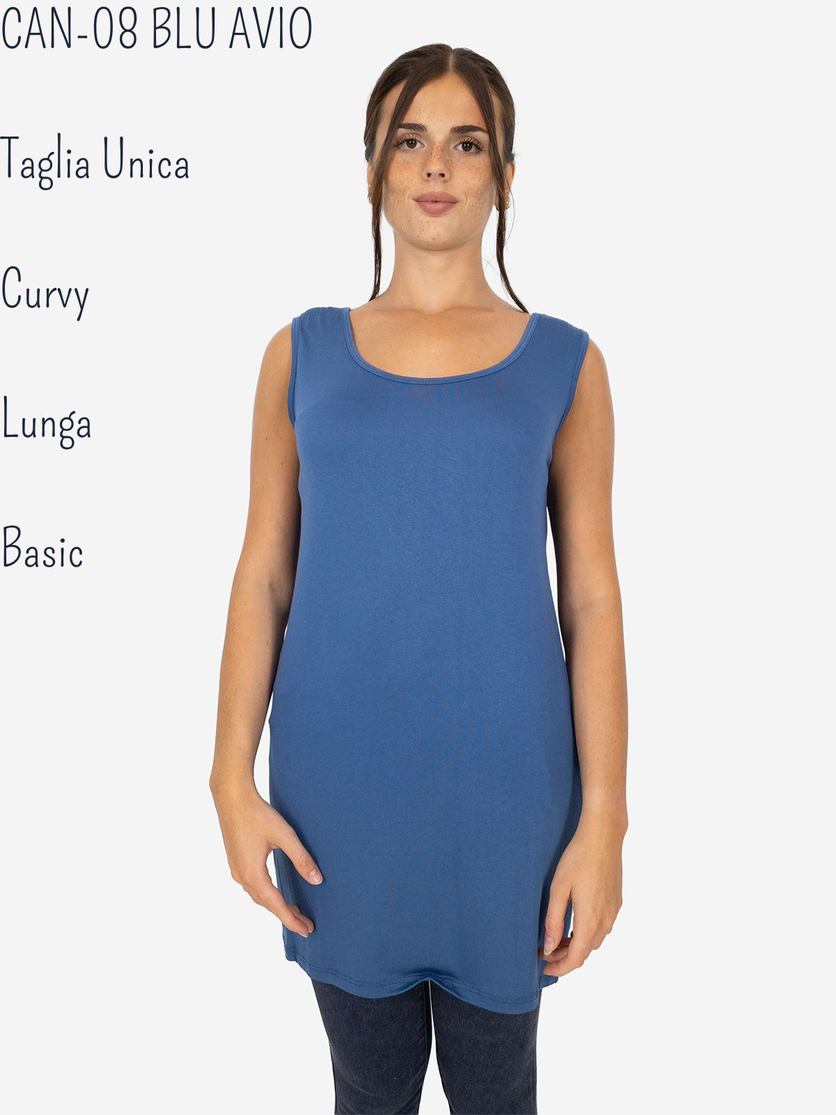 Women's long curvy basic tank top in stretch viscose – One size