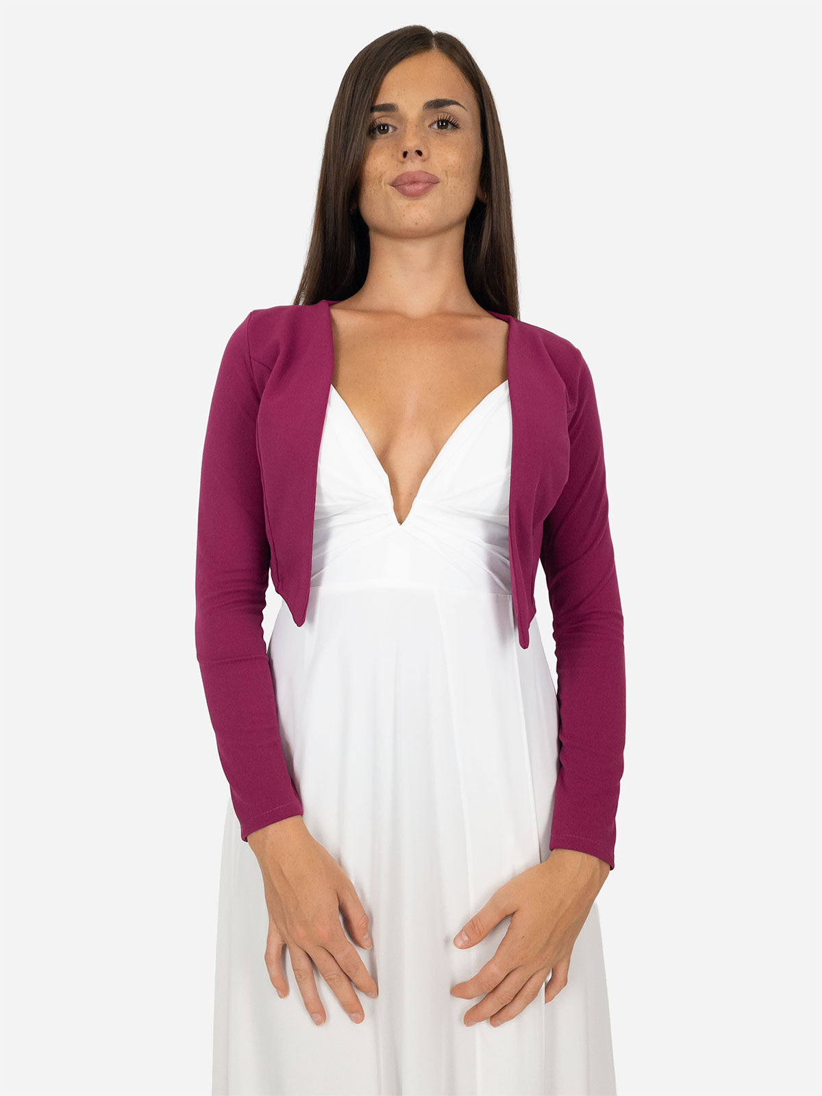 Elegant short crepe bolero with long sleeves