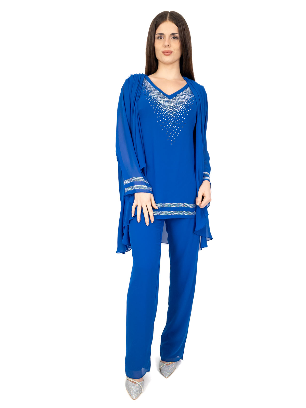 Completo Pantalone Elegante Donna Abito Cerimonia Taglie Forti