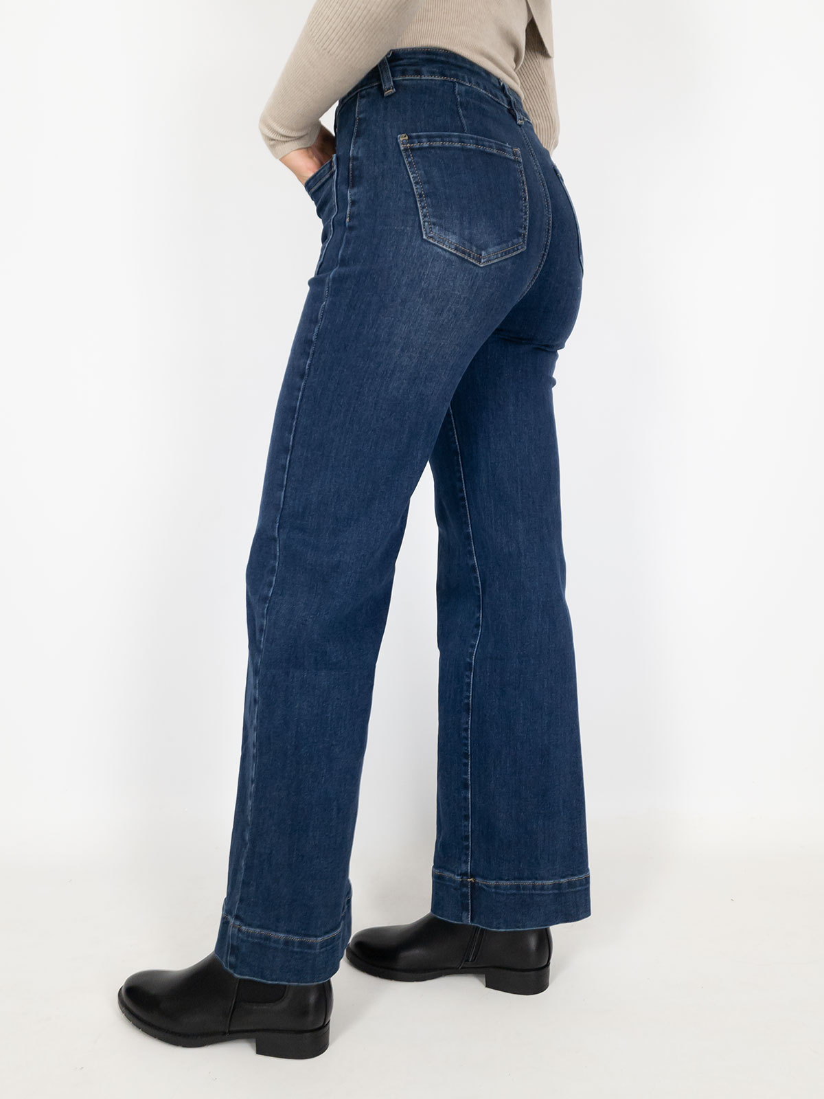 Jeans Donna A Vita Alta E Gamba Larga - Elasticizzati, Comodi E Alla Moda