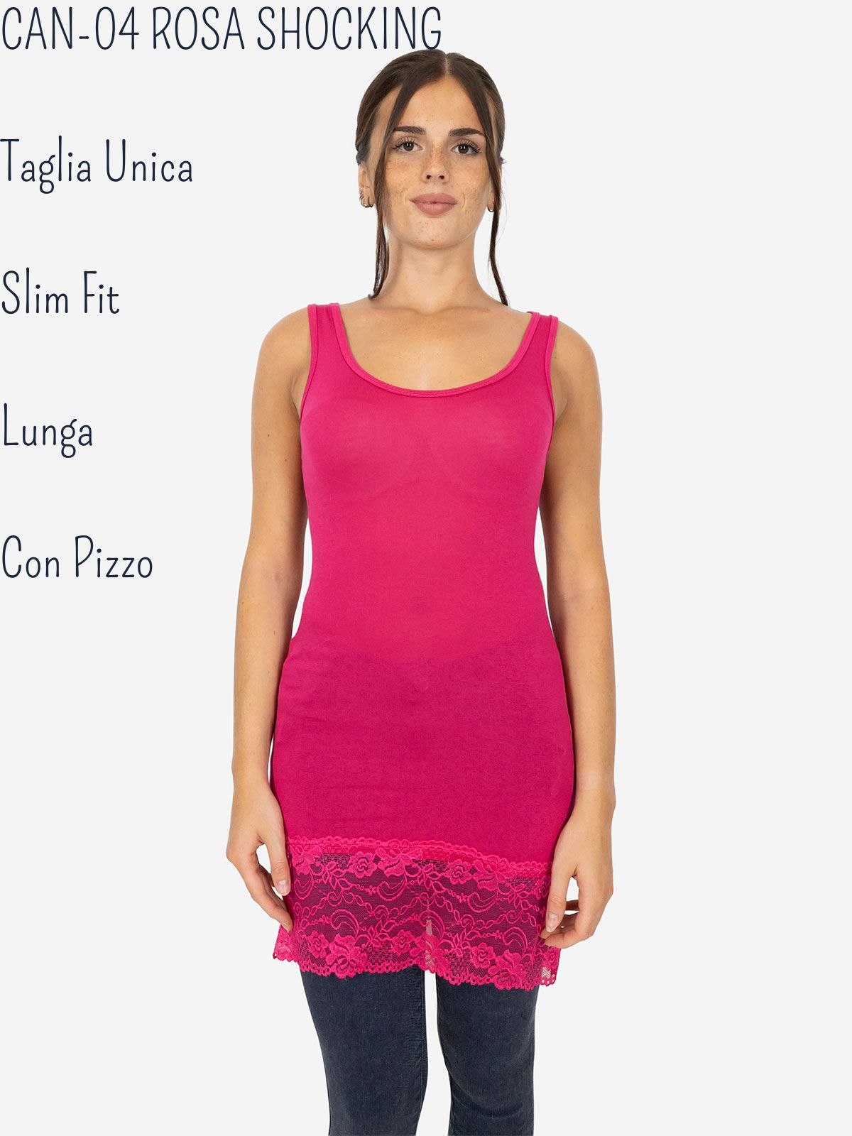Canotta Donna Lunga Con Pizzo In Fondo Basic Per Leggings Slim Fit