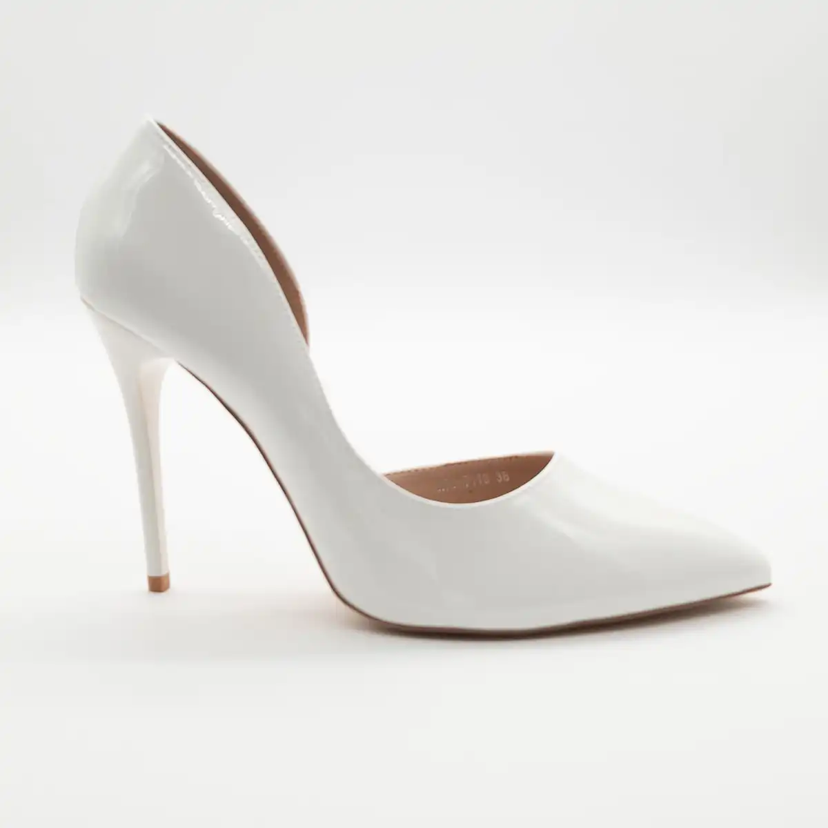 Décolleté elegante in vernice bianca con tacco stiletto 10,5 cm