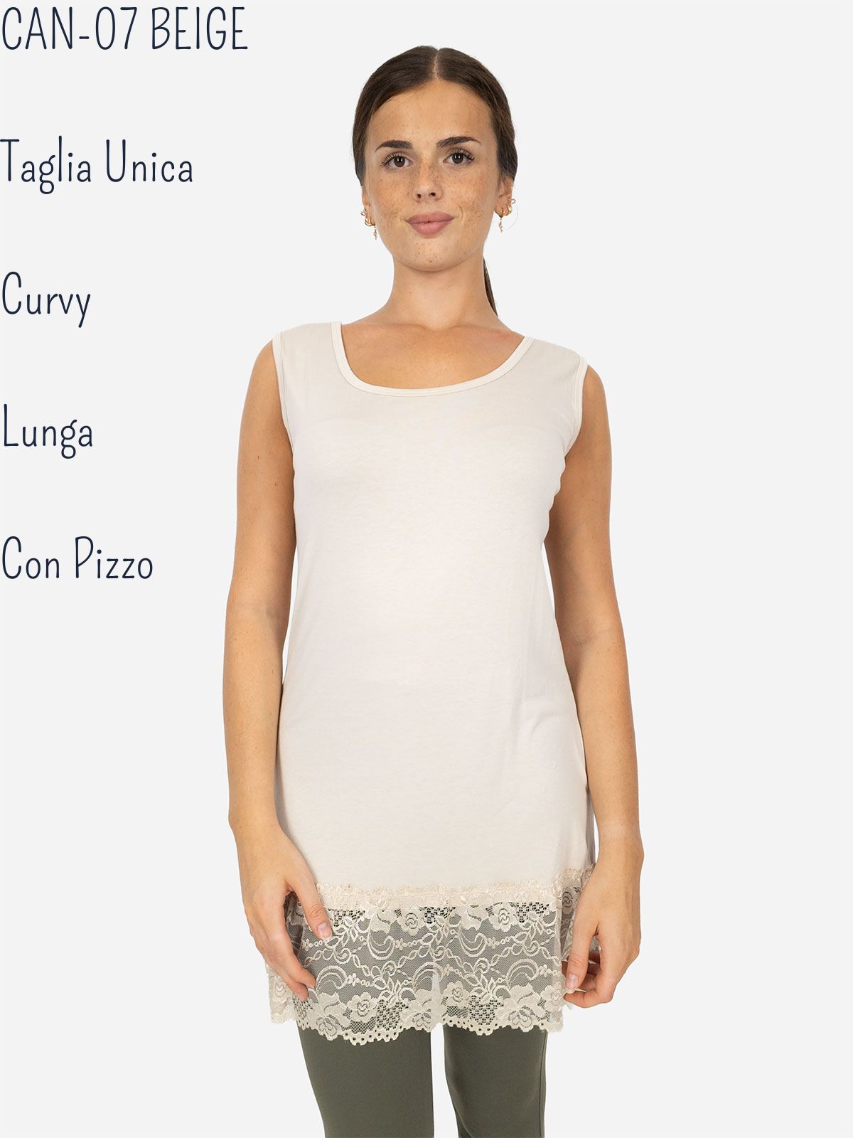Canotta Lunga Curvy con Pizzo per Donna – Morbida e Comoda