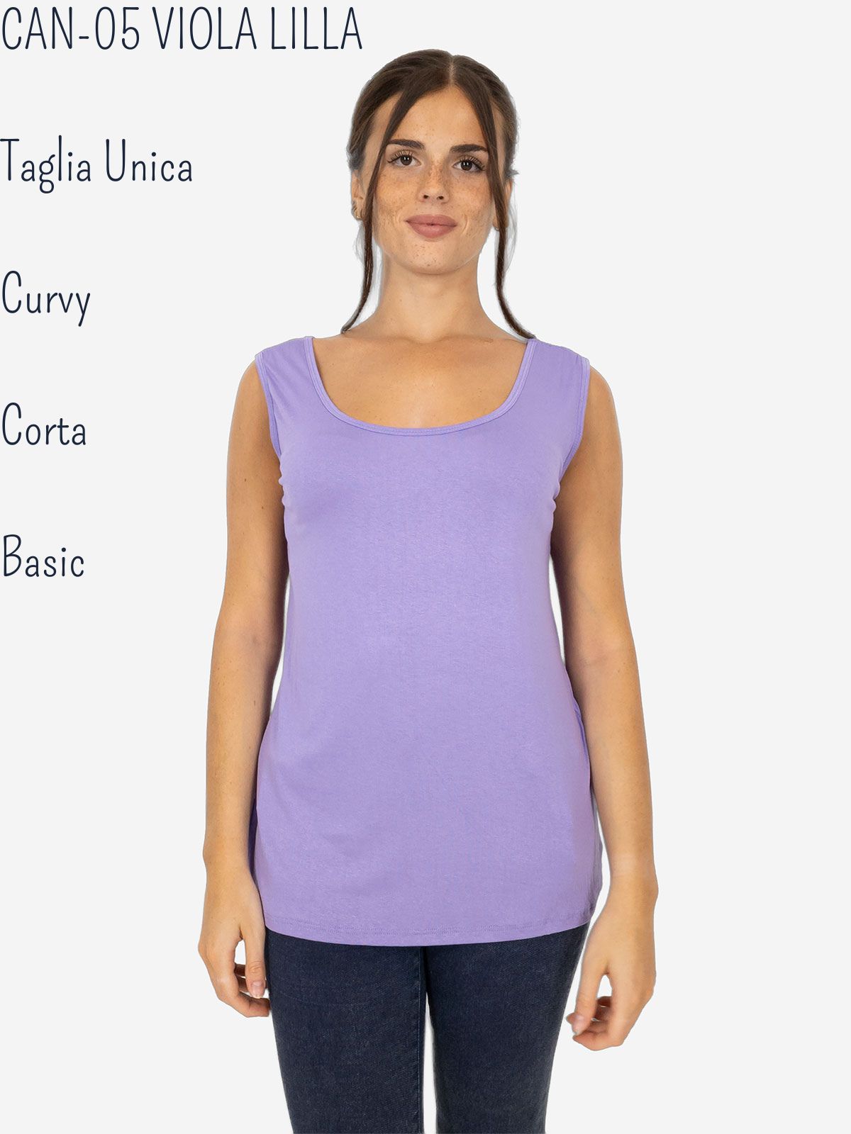 Canotta Donna Curvy Oversize a Spalla Larga in Viscosa Elasticizzata