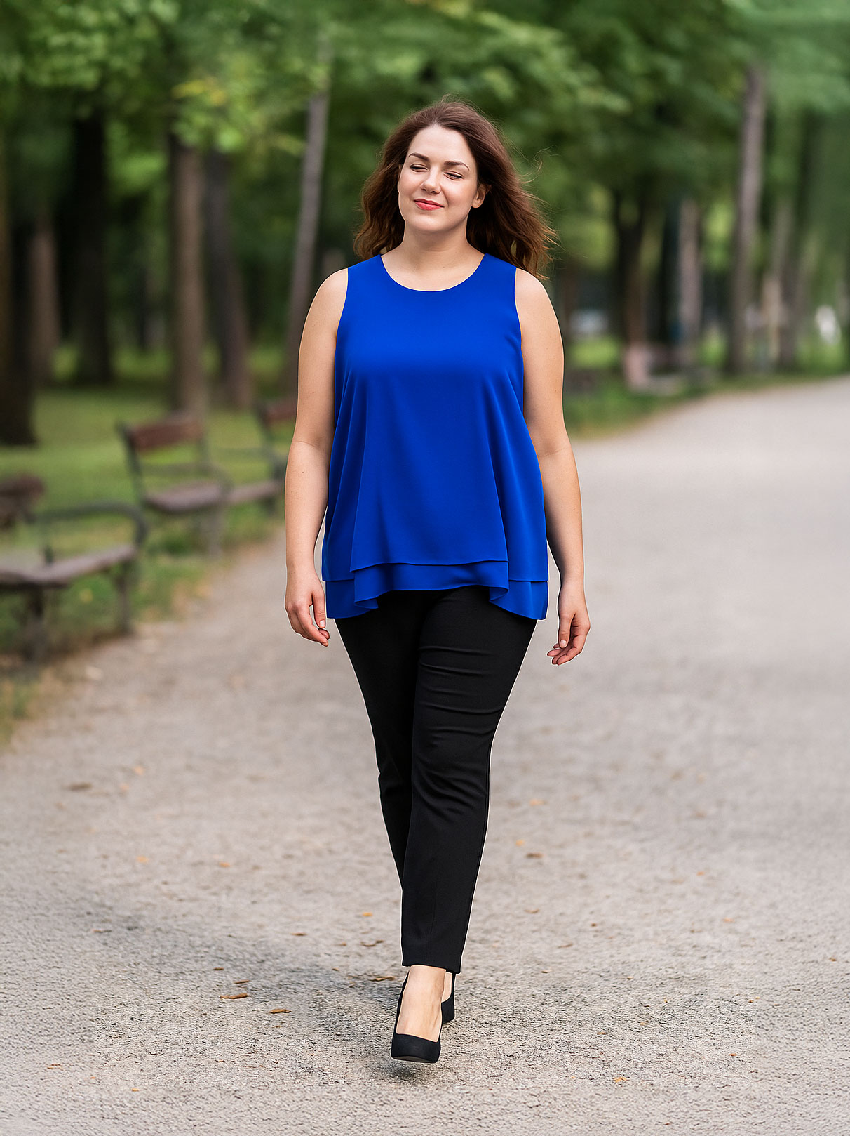 Sleeveless Curvy Blouse in Georgette – Sizes 48–52