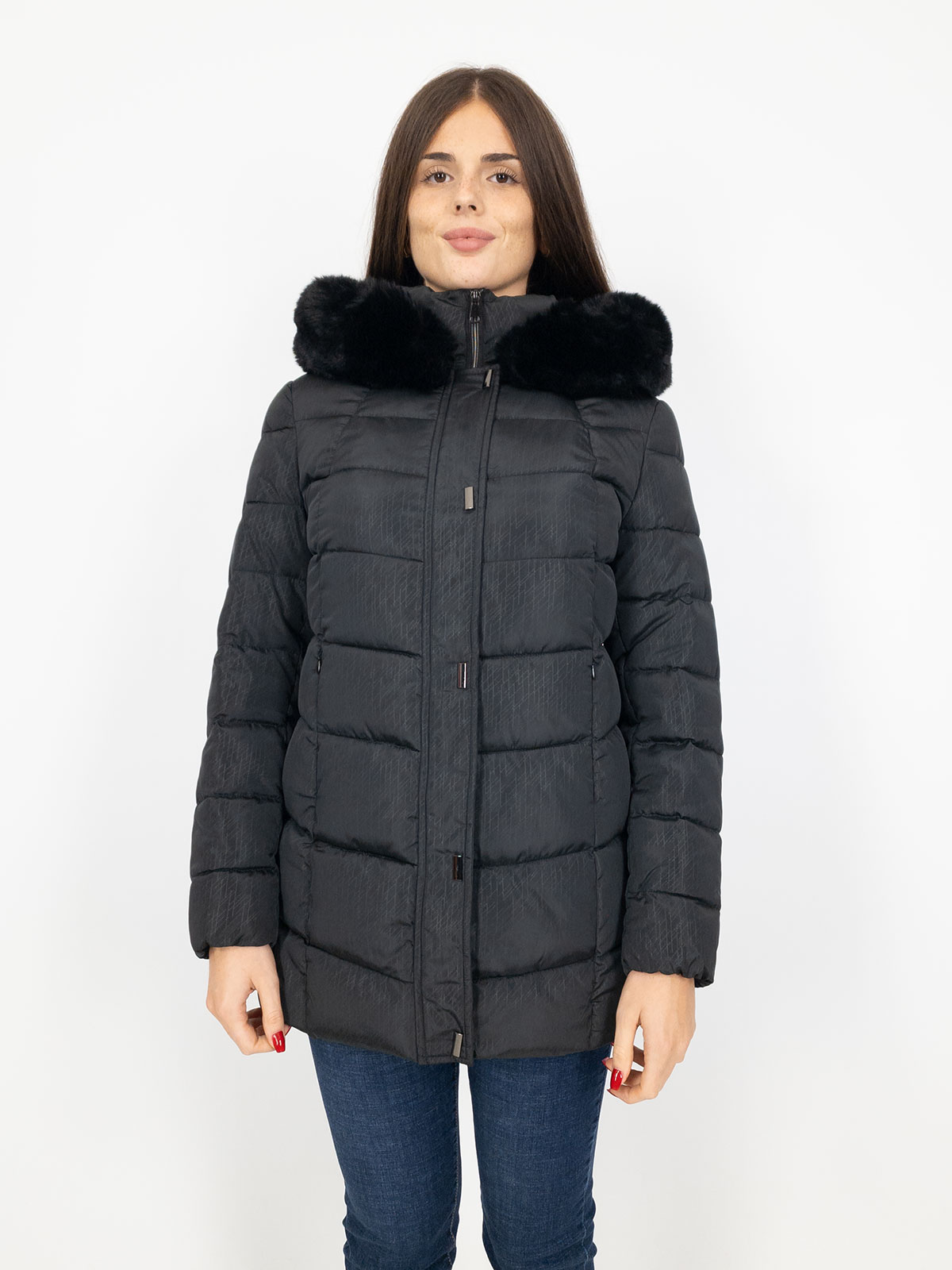 Piumino Lungo Donna Con Cappuccio E Pelliccia Staccabile