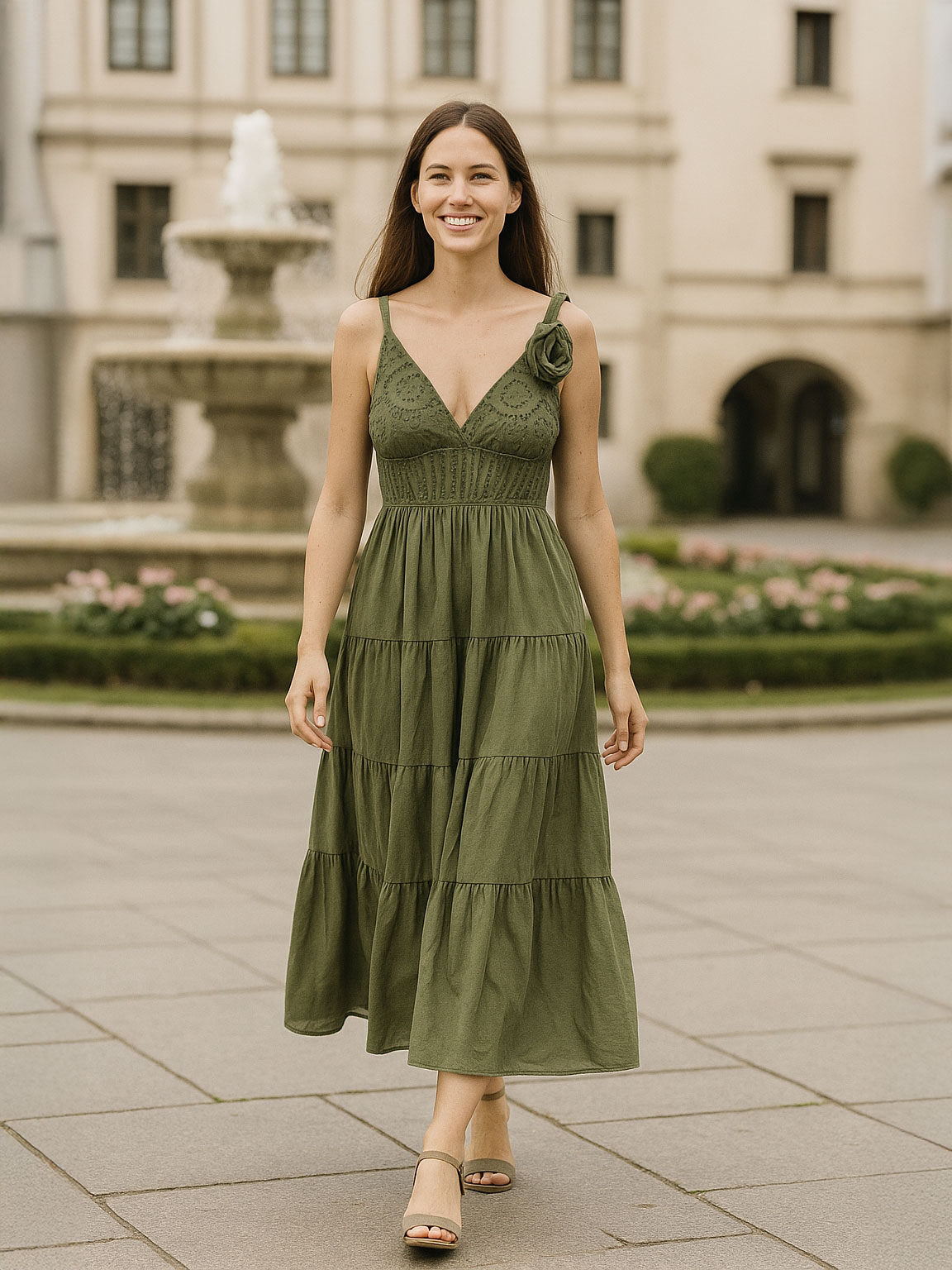 Vestito Estivo Donna in Cotone – Corpetto in Sangallo, Spalline