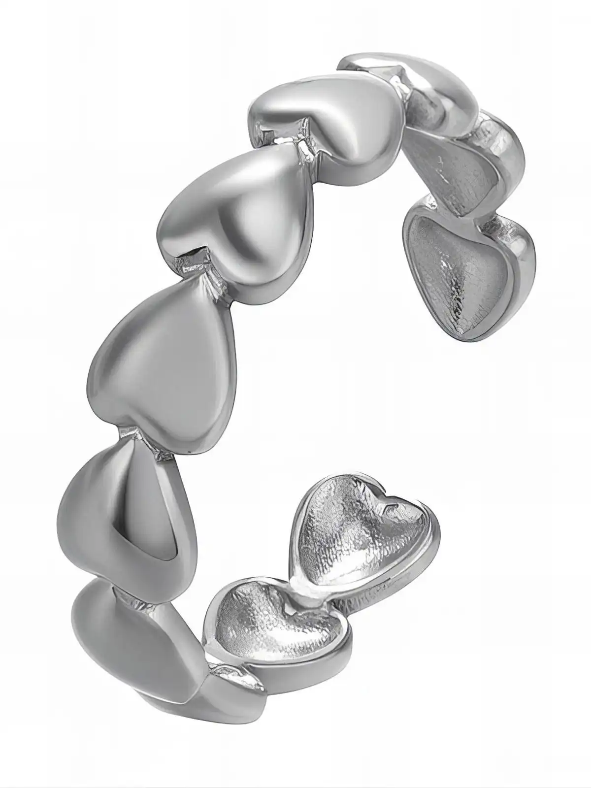 Anello a Cuori in Acciaio Inossidabile Argento - Strabello Bijoux