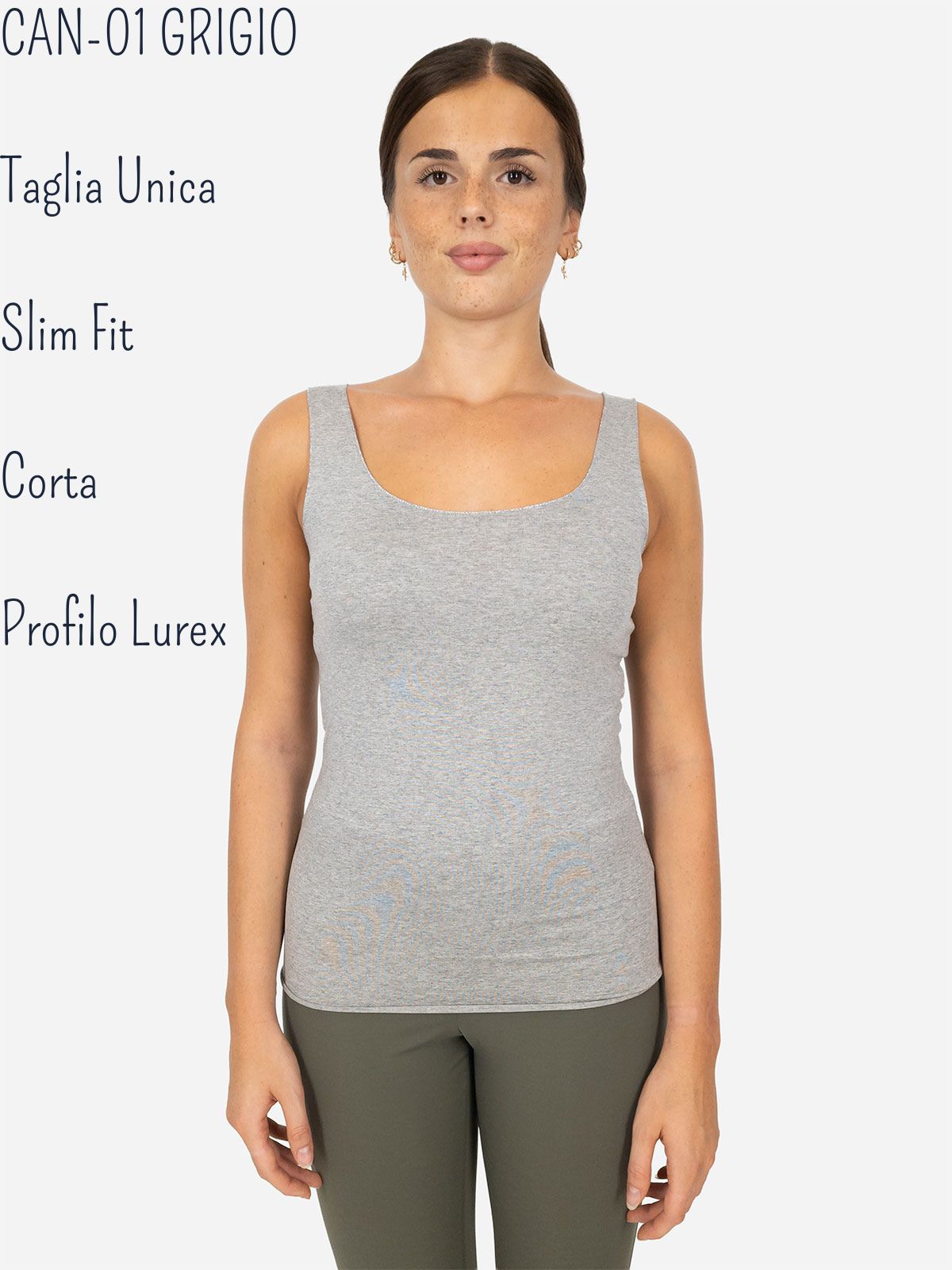 Women’s Slim Fit Viscose Tank Top with Lurex Trim – One Size