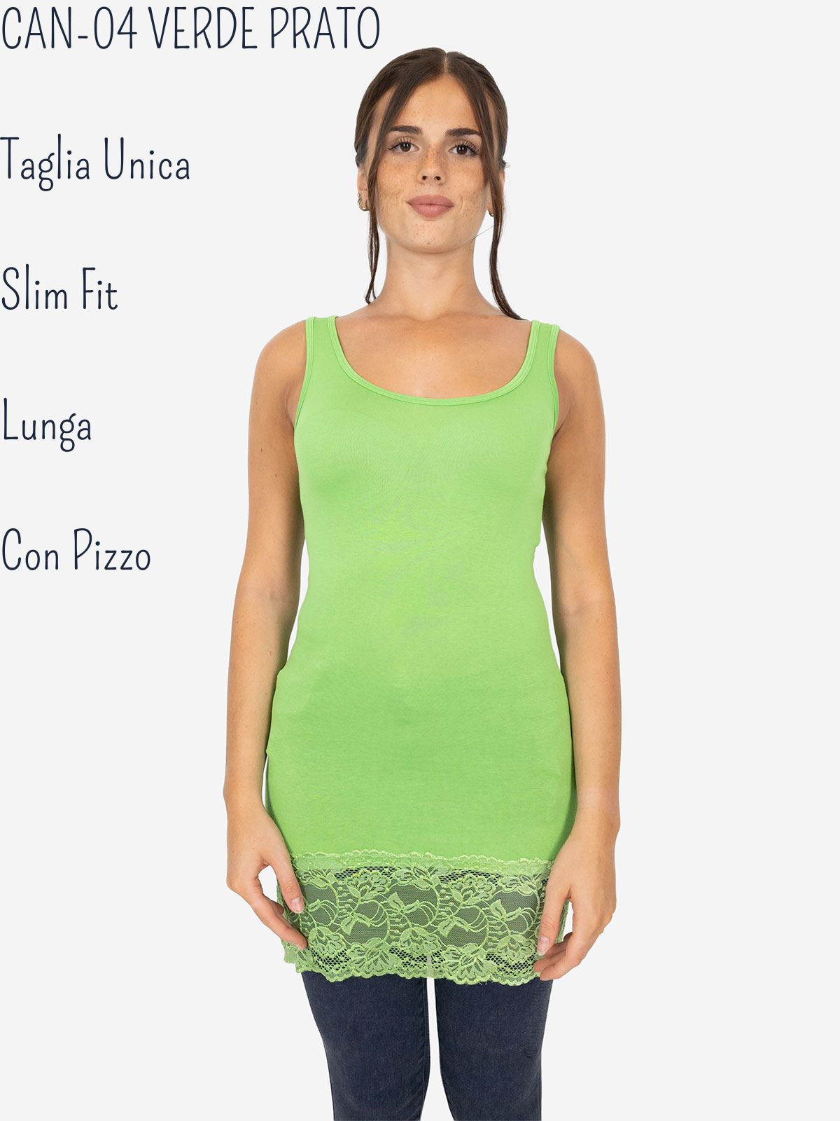 Canotta Donna Lunga Con Pizzo In Fondo Basic Per Leggings Slim Fit