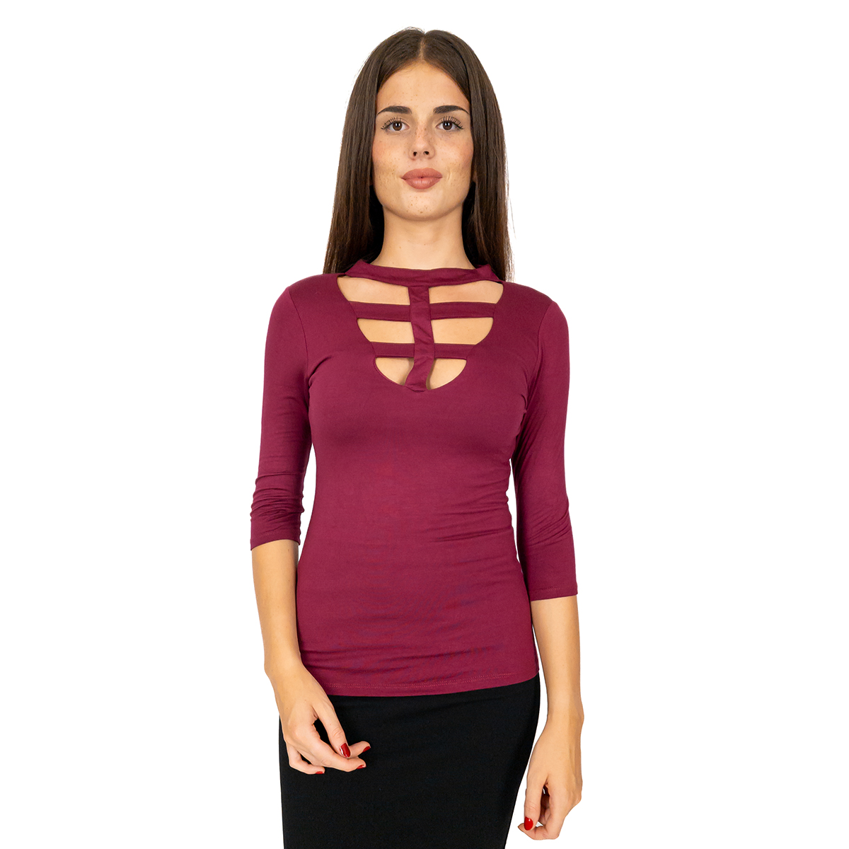 STRABELLO Top Sottogiacca Donna in Viscosa a Girocollo con dettaglio cut-out