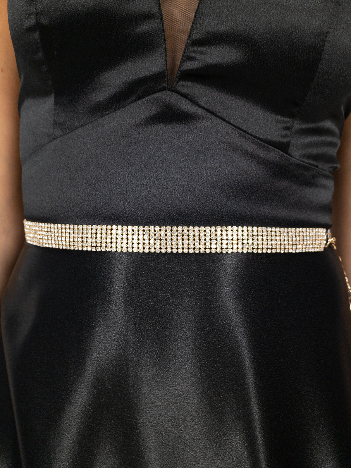 Cintura in gros-grain con strass, pesca | Intrend