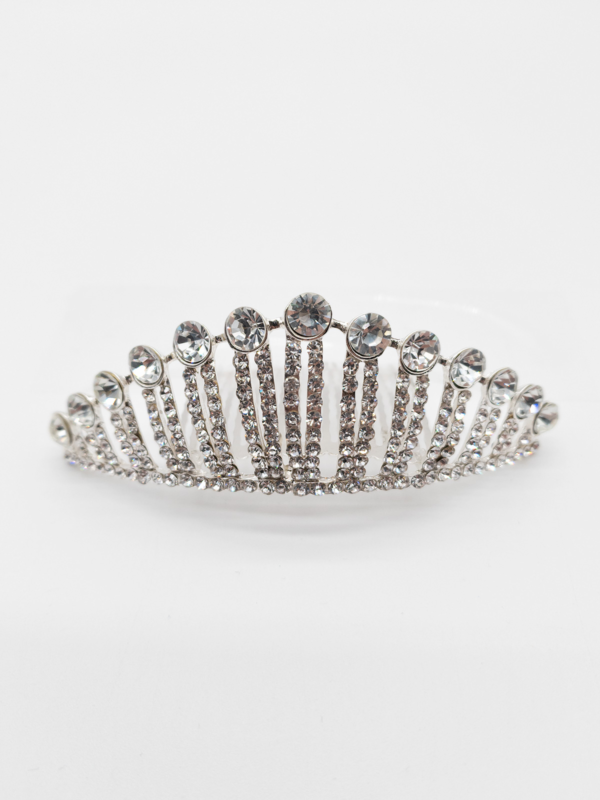 Silver Diadem Tiara with Rhinestones for 18th Birthday and Weddings