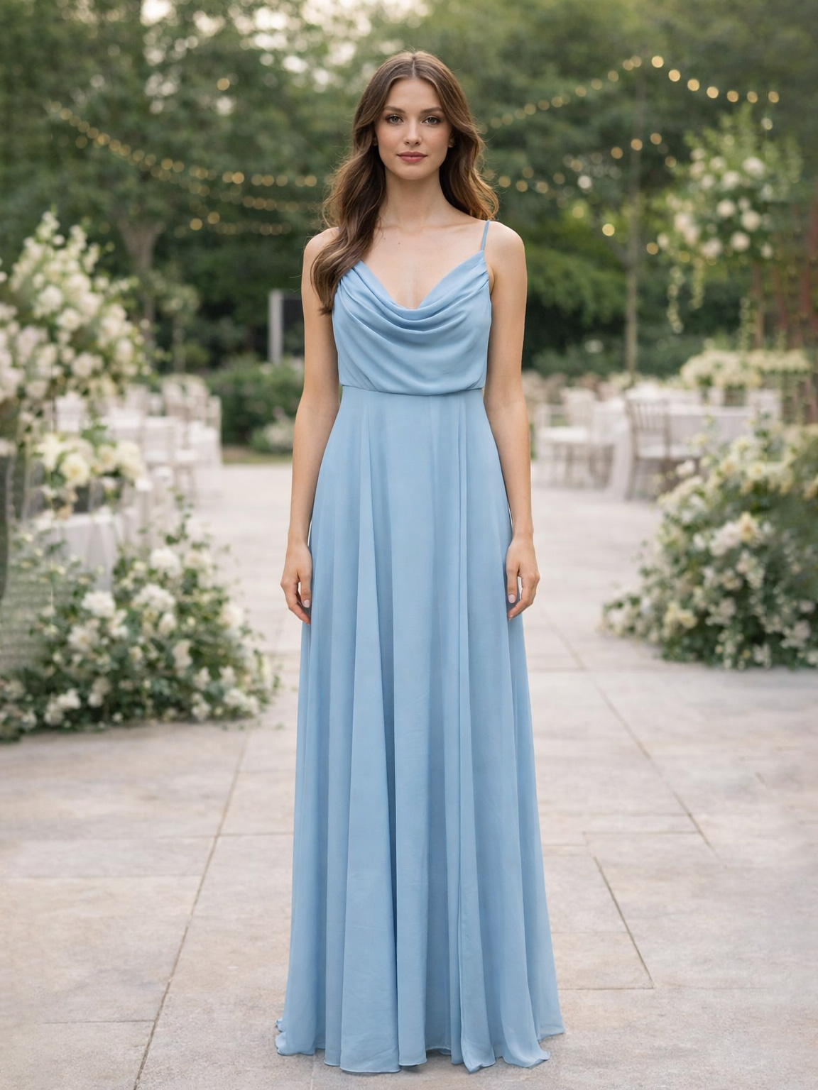 Elegant long georgette evening dress