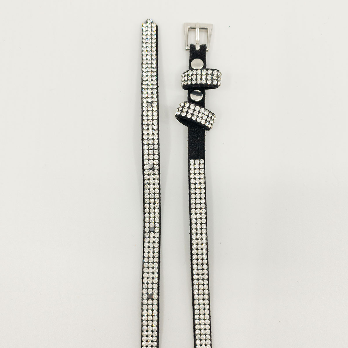 Trimming Shop Metallo Catena Cintura per Donne Ragazze con Strass Brillantini Borchiato e Chiusura Gancio Fermaglio - Argento, 2 Rows