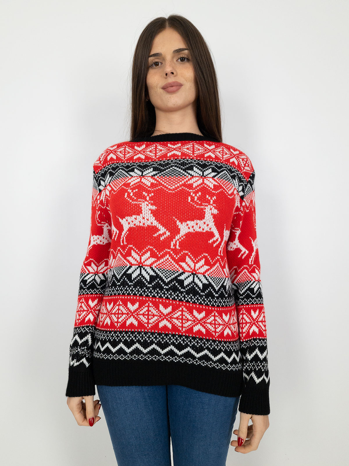 Maglione natalizio con motivo renne e fiocchi di neve Perfetto