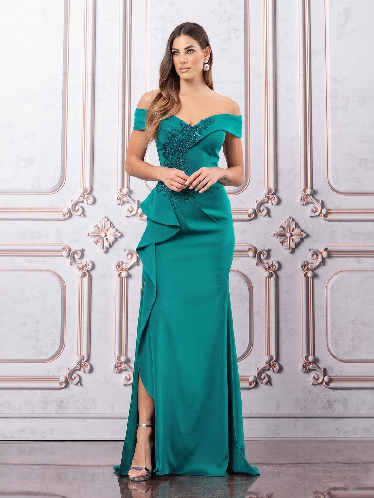 Off-the-Shoulder Mermaid Evening Gown 35418