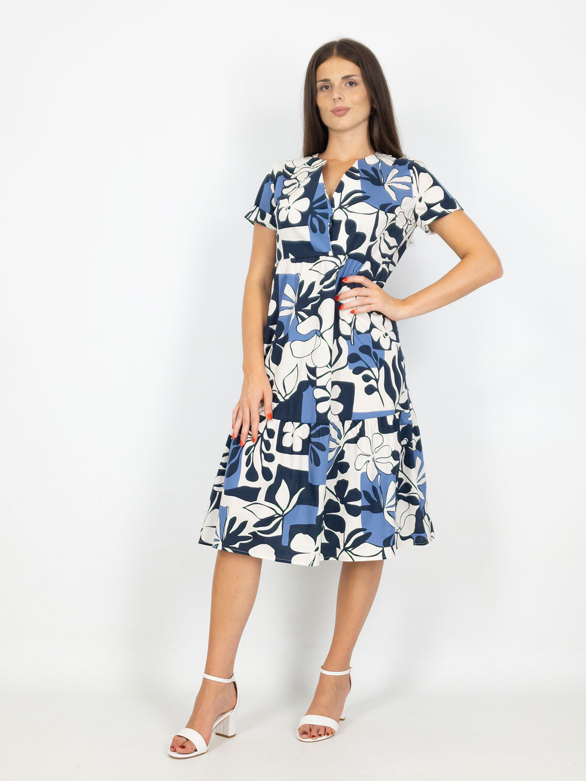 Vestito Donna Estivo A Fiori Da Giorno Casual A Mezza Manica