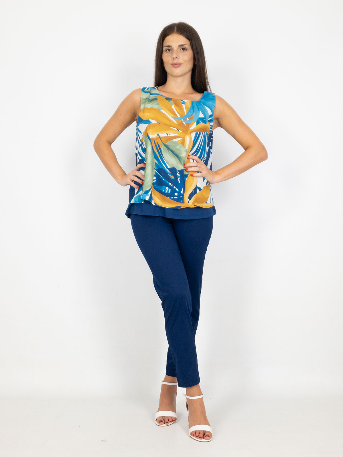 Top Donna Sottogiacca Smanicato In Viscosa A Girocollo