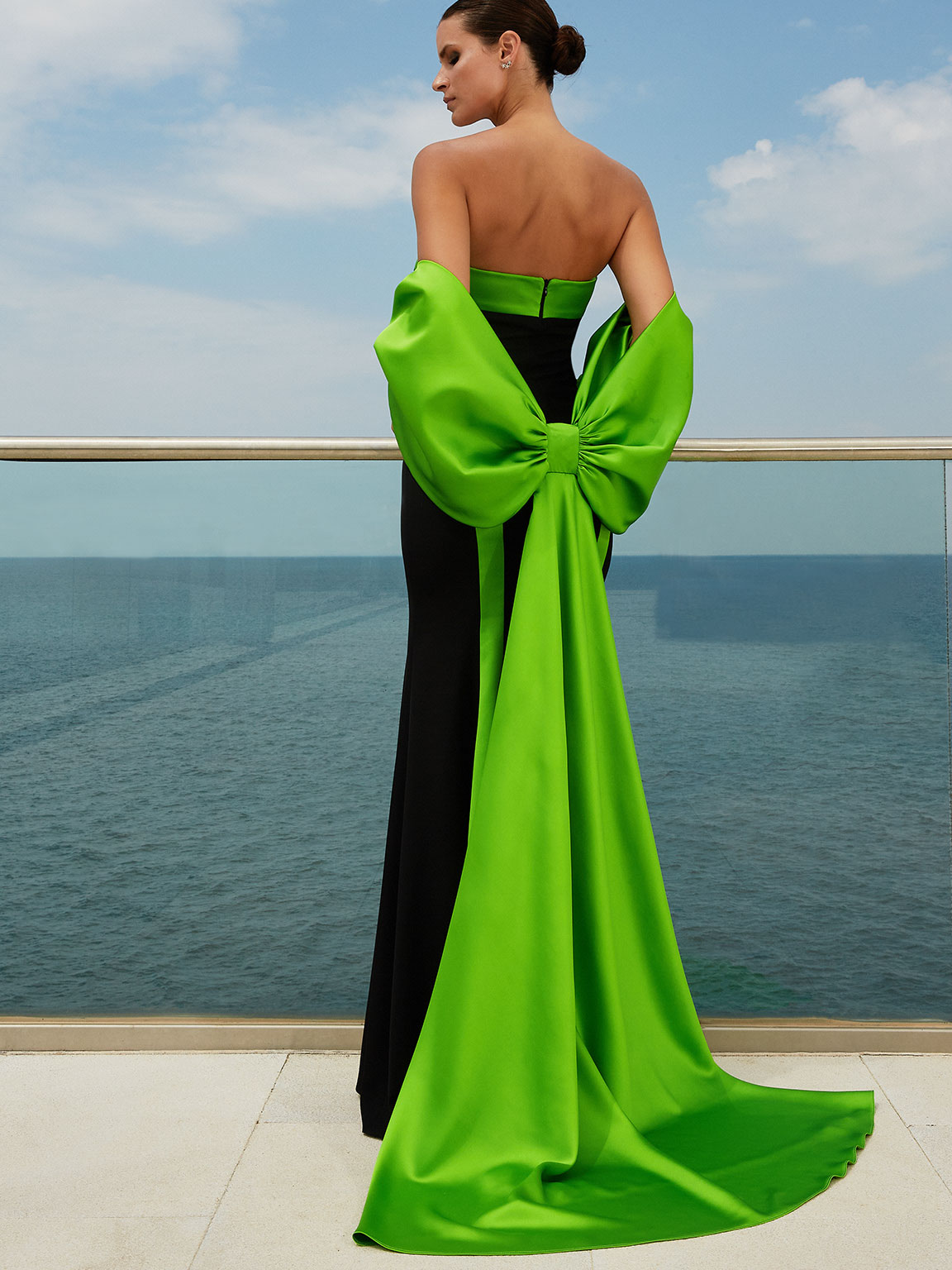 Abito Elegante Donna Cerimonia Lungo A Sirena Con Coprispalle