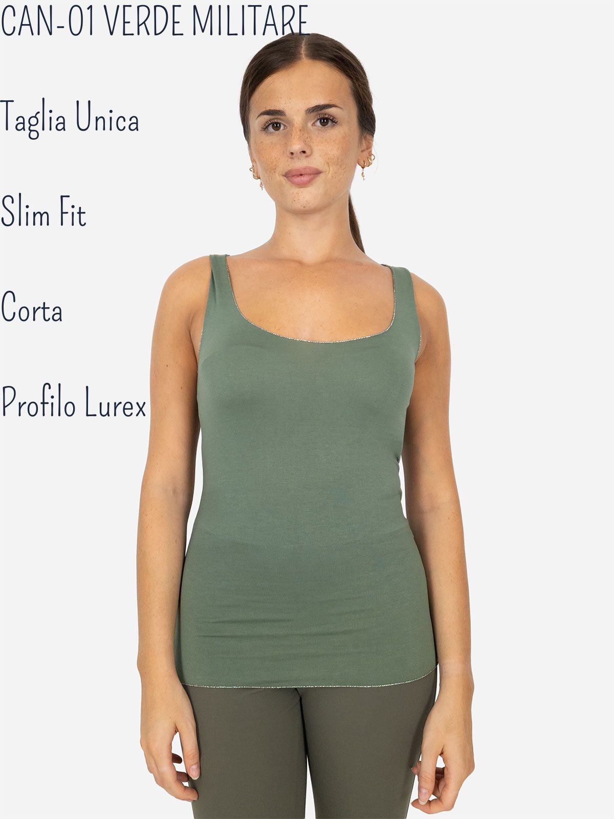 Women’s Slim Fit Viscose Tank Top with Lurex Trim – One Size