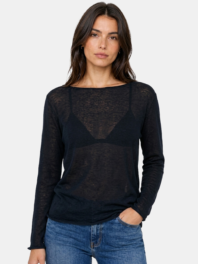 Basic Lightweight Cotton Top with Faux Raw Edge