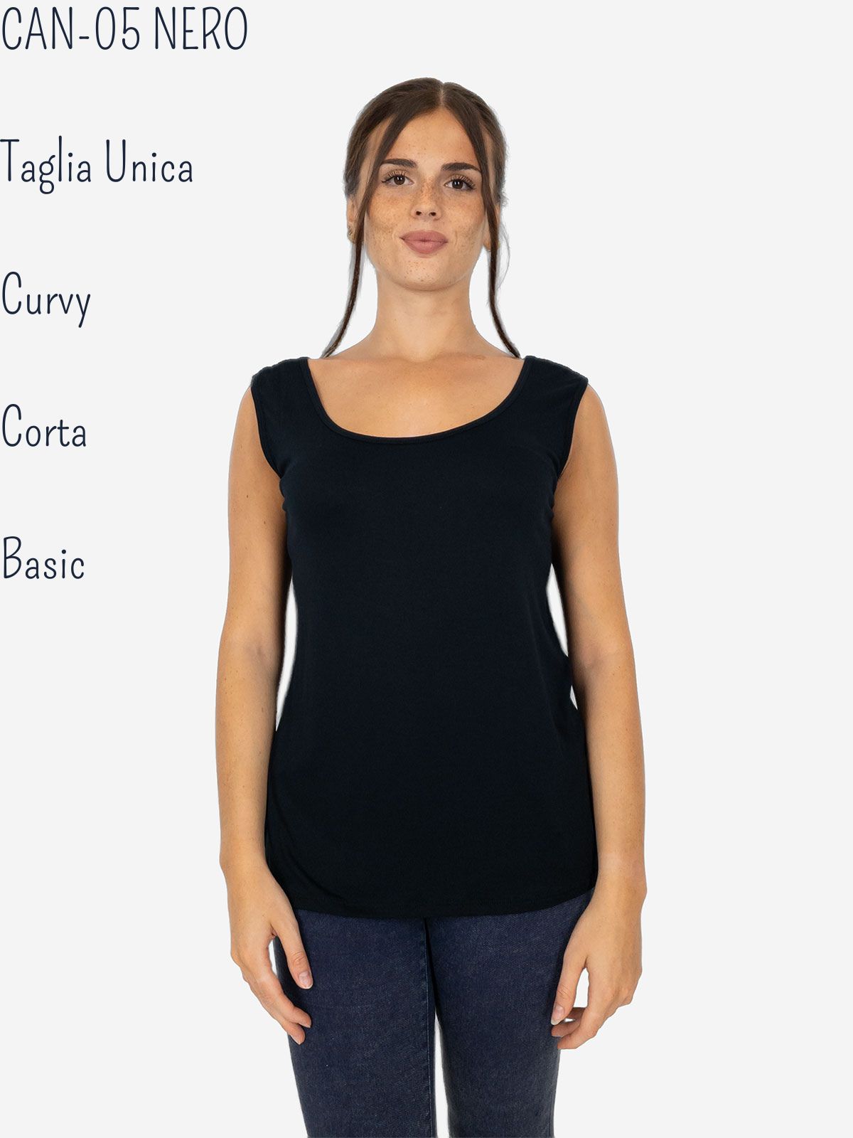 Canotta Donna Curvy Oversize a Spalla Larga in Viscosa Elasticizzata