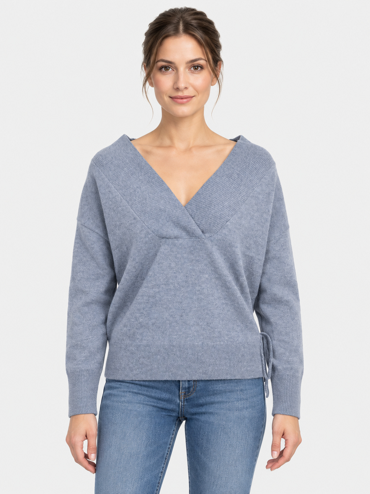 Maglia Donna Scollo a V Incrociato in Misto Lana