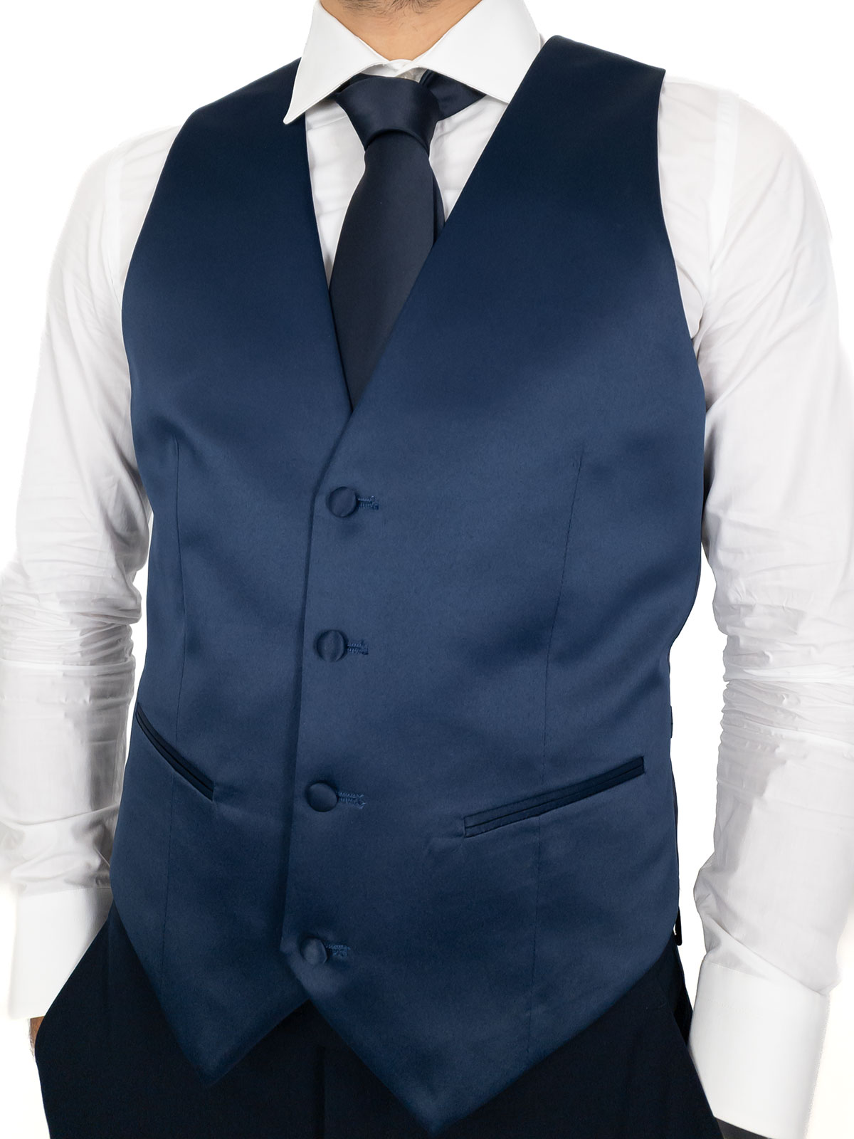 Gilet Uomo Drop Elegante Da Cerimonia Sottogiacca In Raso - Main Image