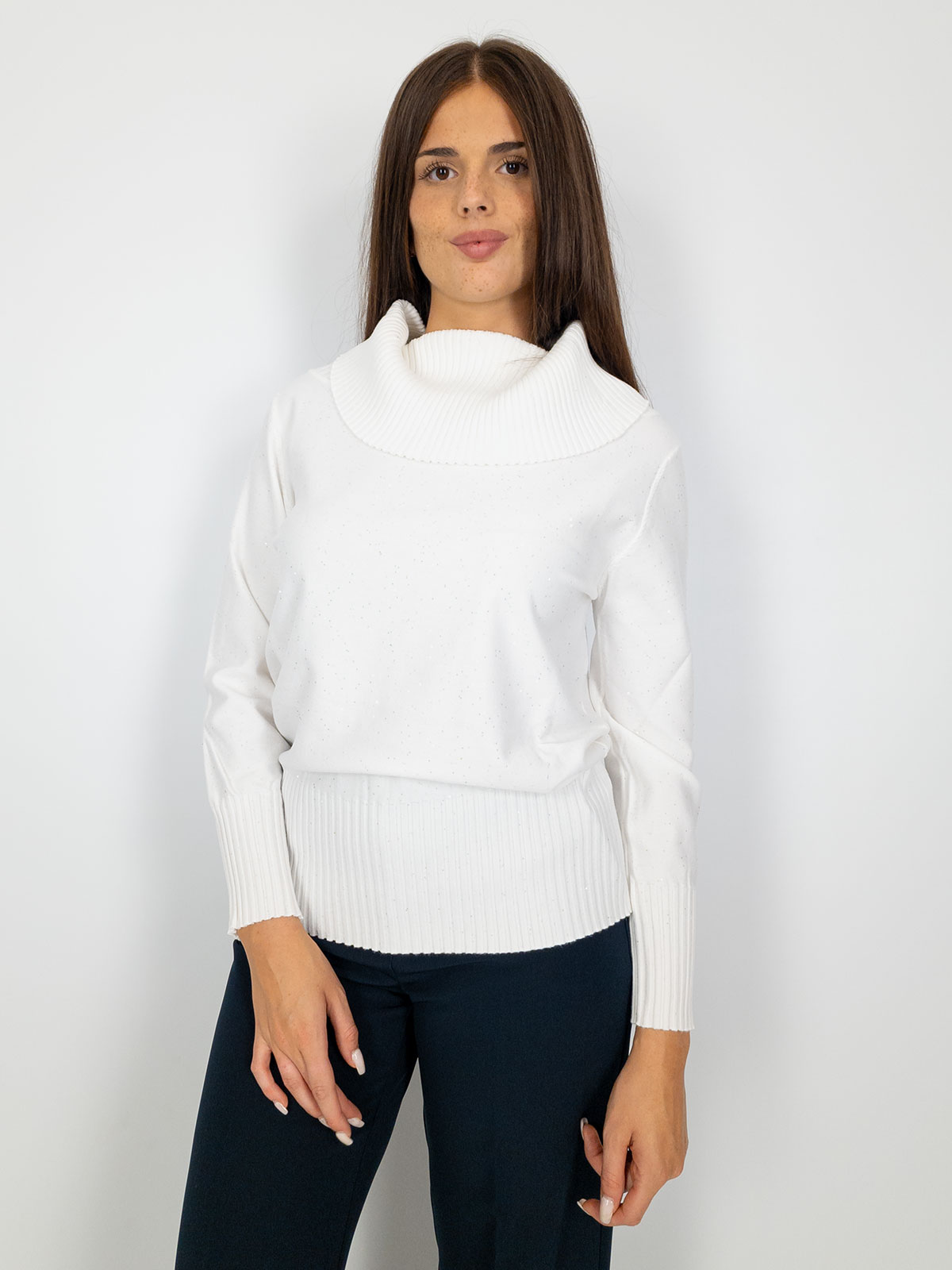 Maglia Donna Elegante Pullover Glitterato A Maniche Lunghe