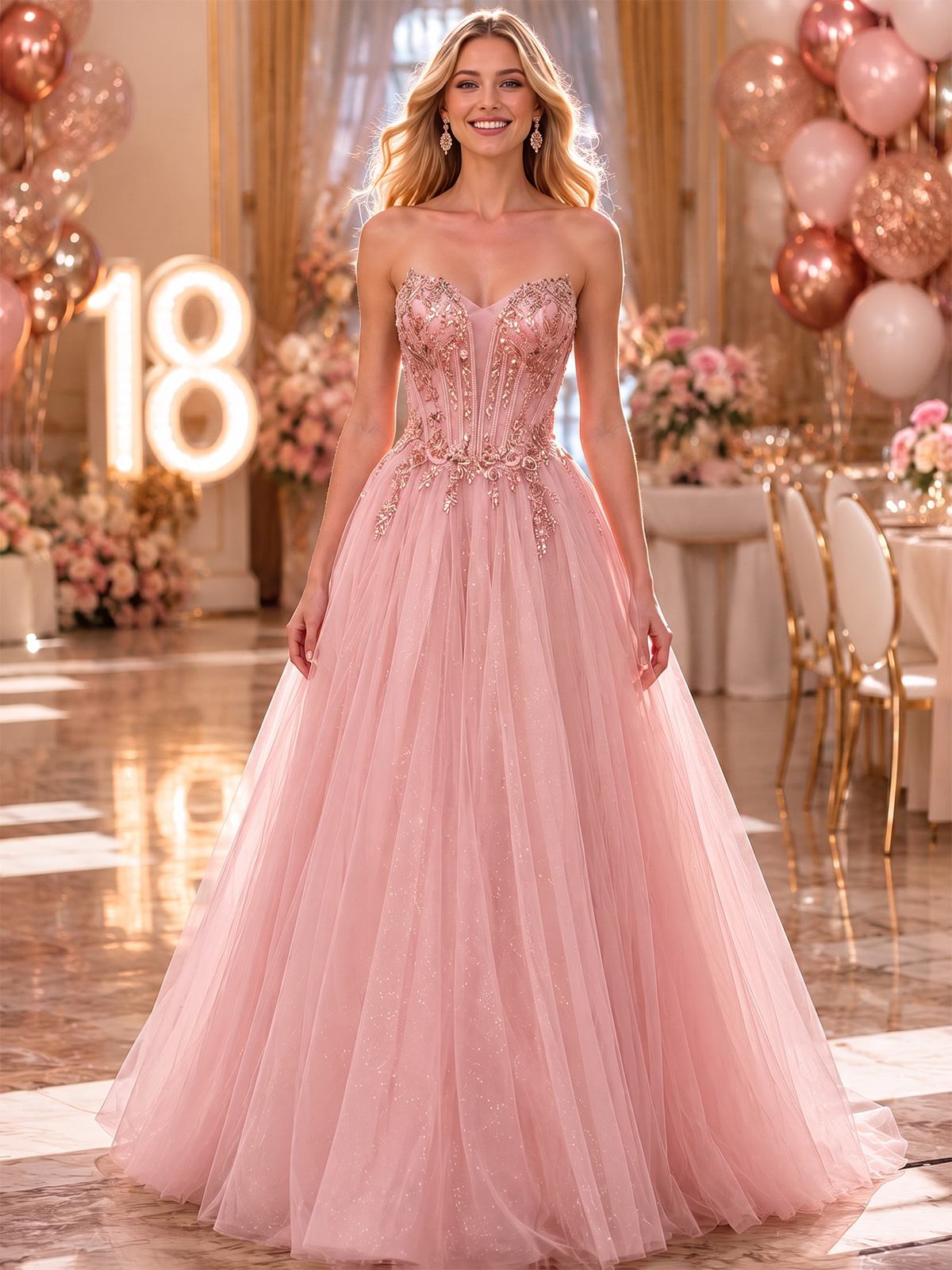 Abito da Principessa per 18esimo Compleanno con Paillettes