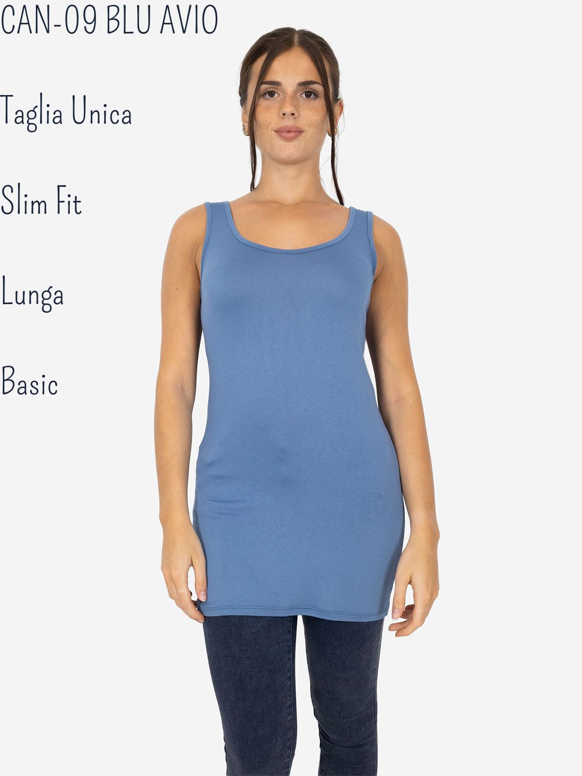 Women's Long Slim Fit Tank Top – Basic Stretch Viscose Model