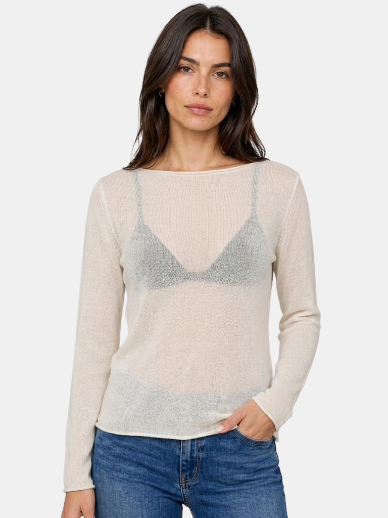 Basic Lightweight Cotton Top with Faux Raw Edge