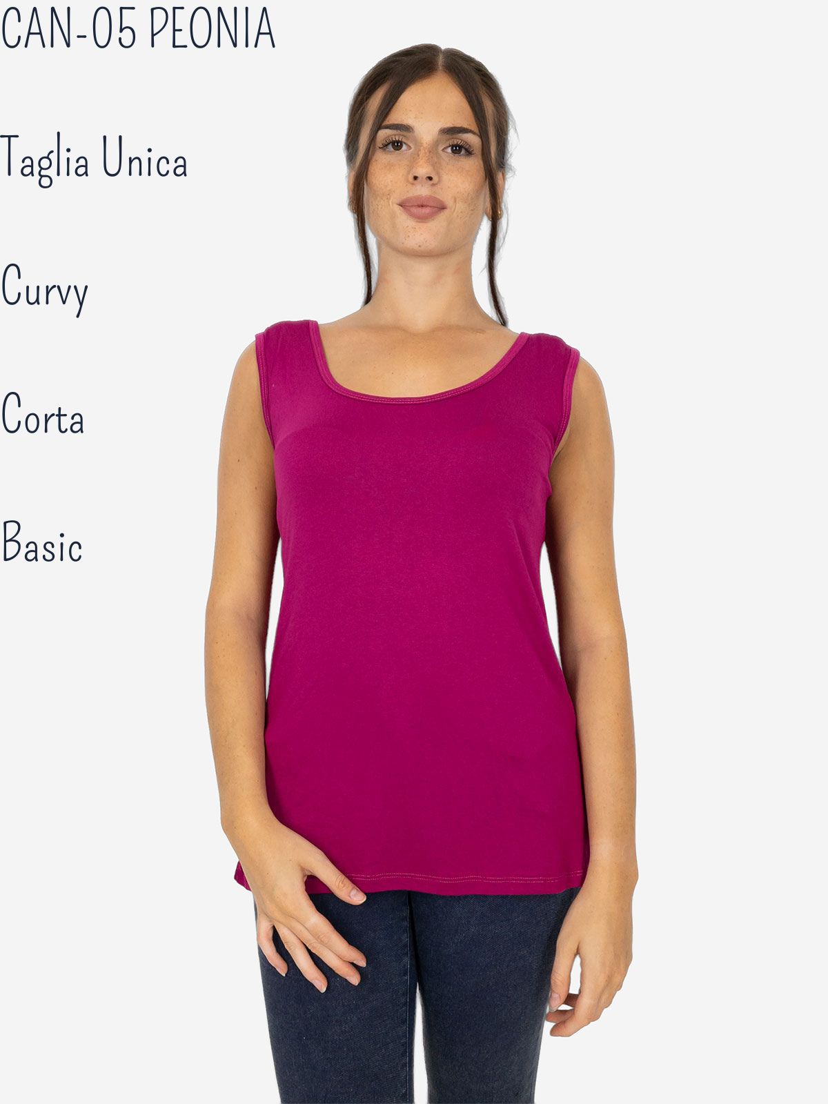 Canotta Donna Curvy Oversize a Spalla Larga in Viscosa Elasticizzata