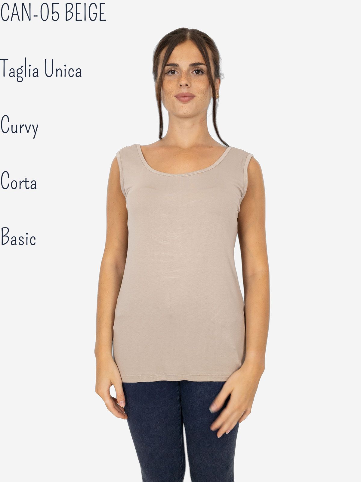 Canotta Donna Curvy Oversize a Spalla Larga in Viscosa Elasticizzata