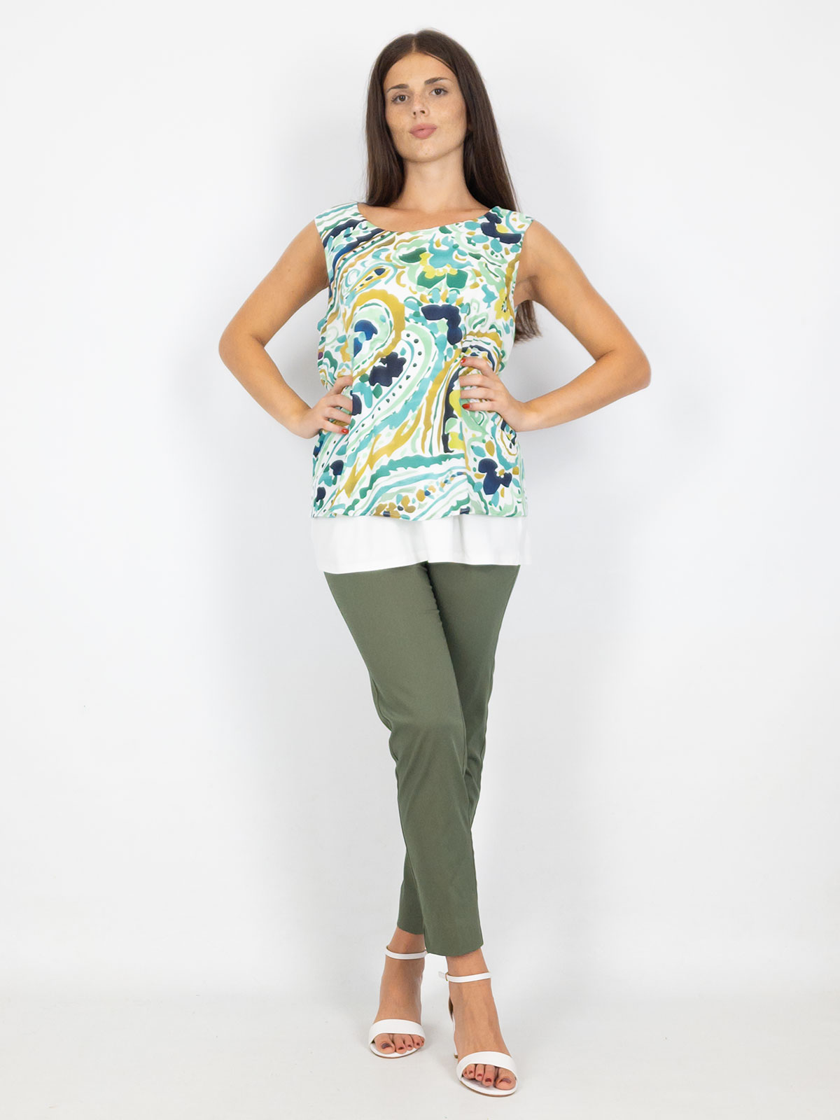 Top Donna Sottogiacca Smanicato In Viscosa A Girocollo