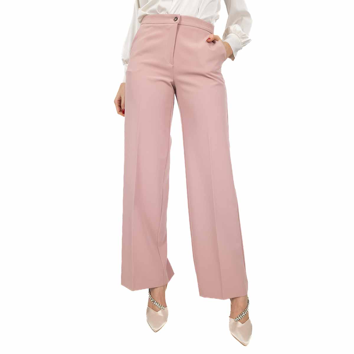 Pantaloni a Palazzo Eleganti Stile Raffinato per Donne con Vita Alta