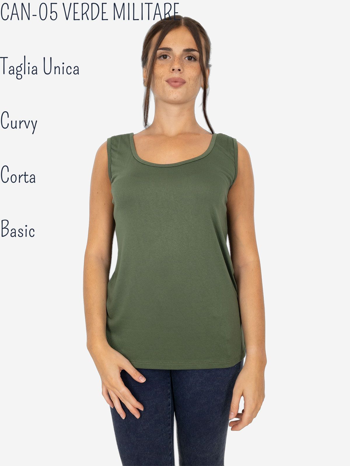 Canotta Donna Curvy Oversize a Spalla Larga in Viscosa Elasticizzata