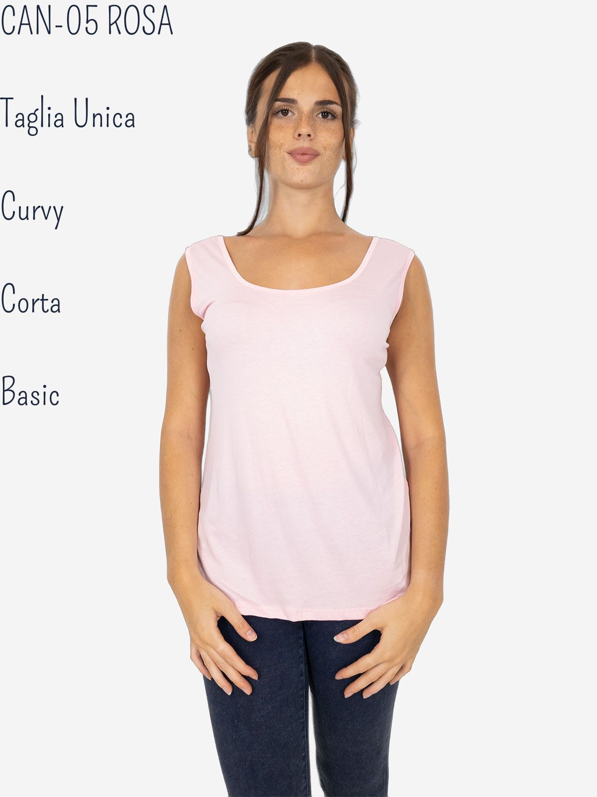 Canotta Donna Curvy Oversize a Spalla Larga in Viscosa Elasticizzata