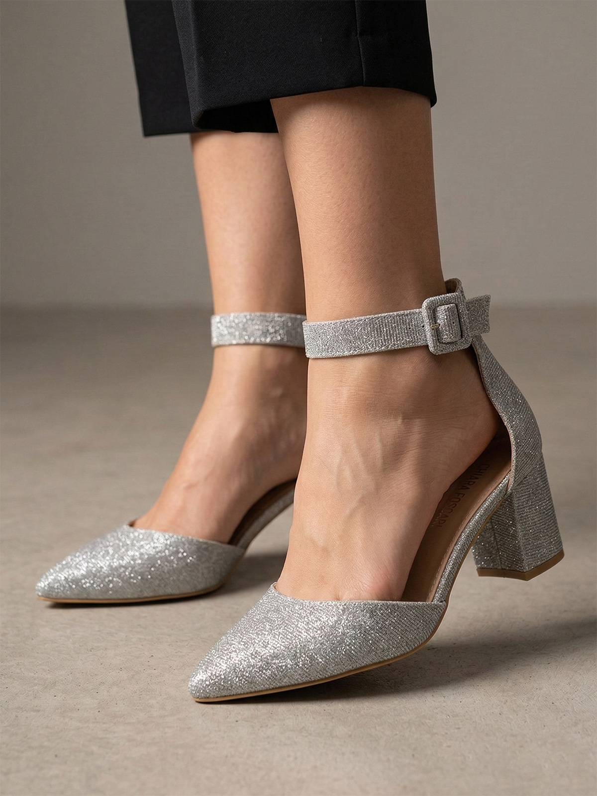 Décolleté Argento Glitter da Cerimonia Tacco 6 cm
