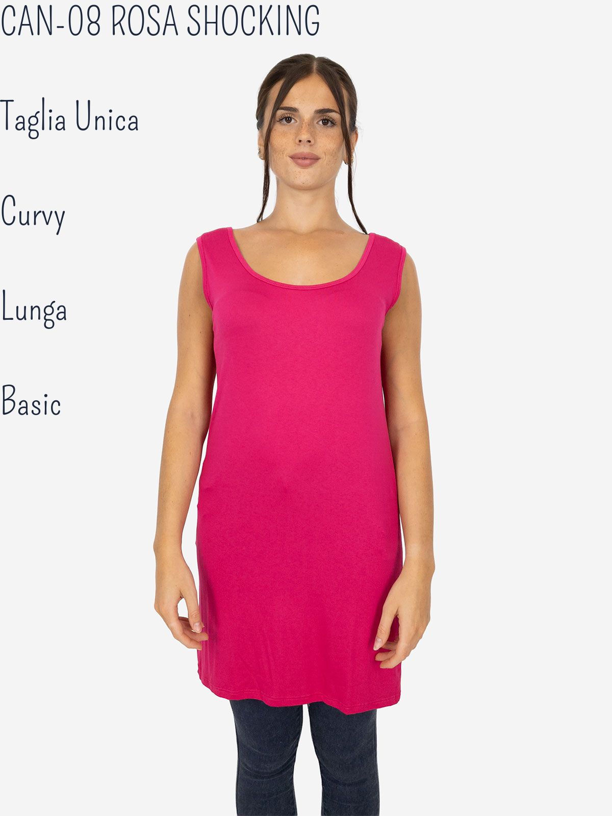 Women's long curvy basic tank top in stretch viscose – One size