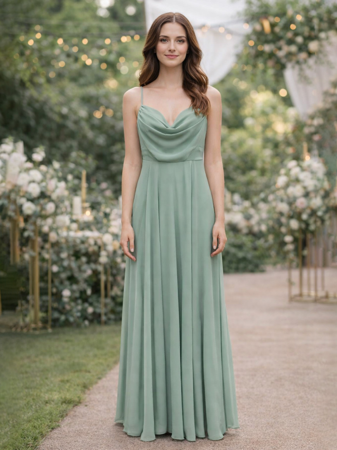 Elegant long georgette evening dress