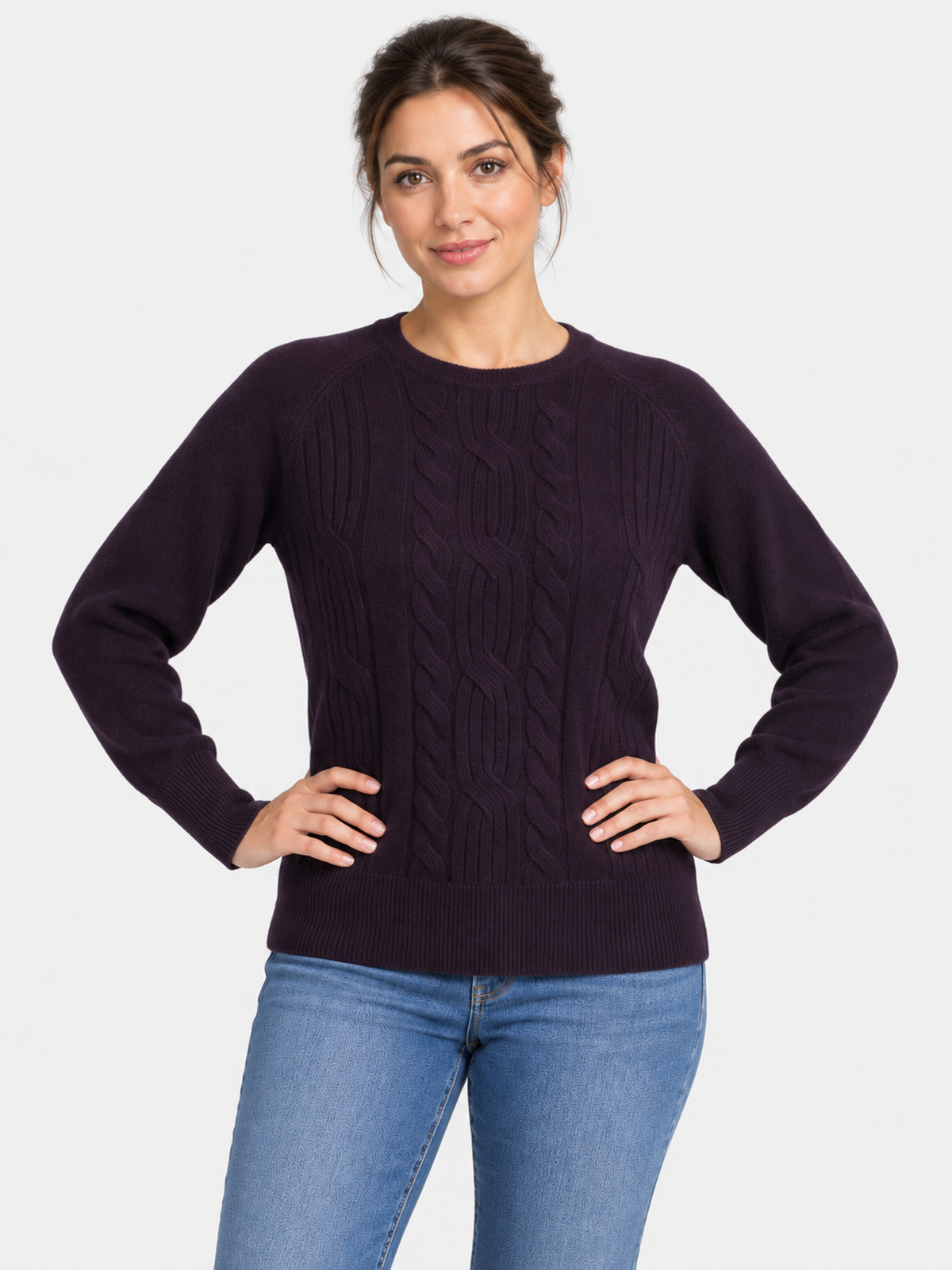 Soft Crew-Neck Sweater with Textured Front