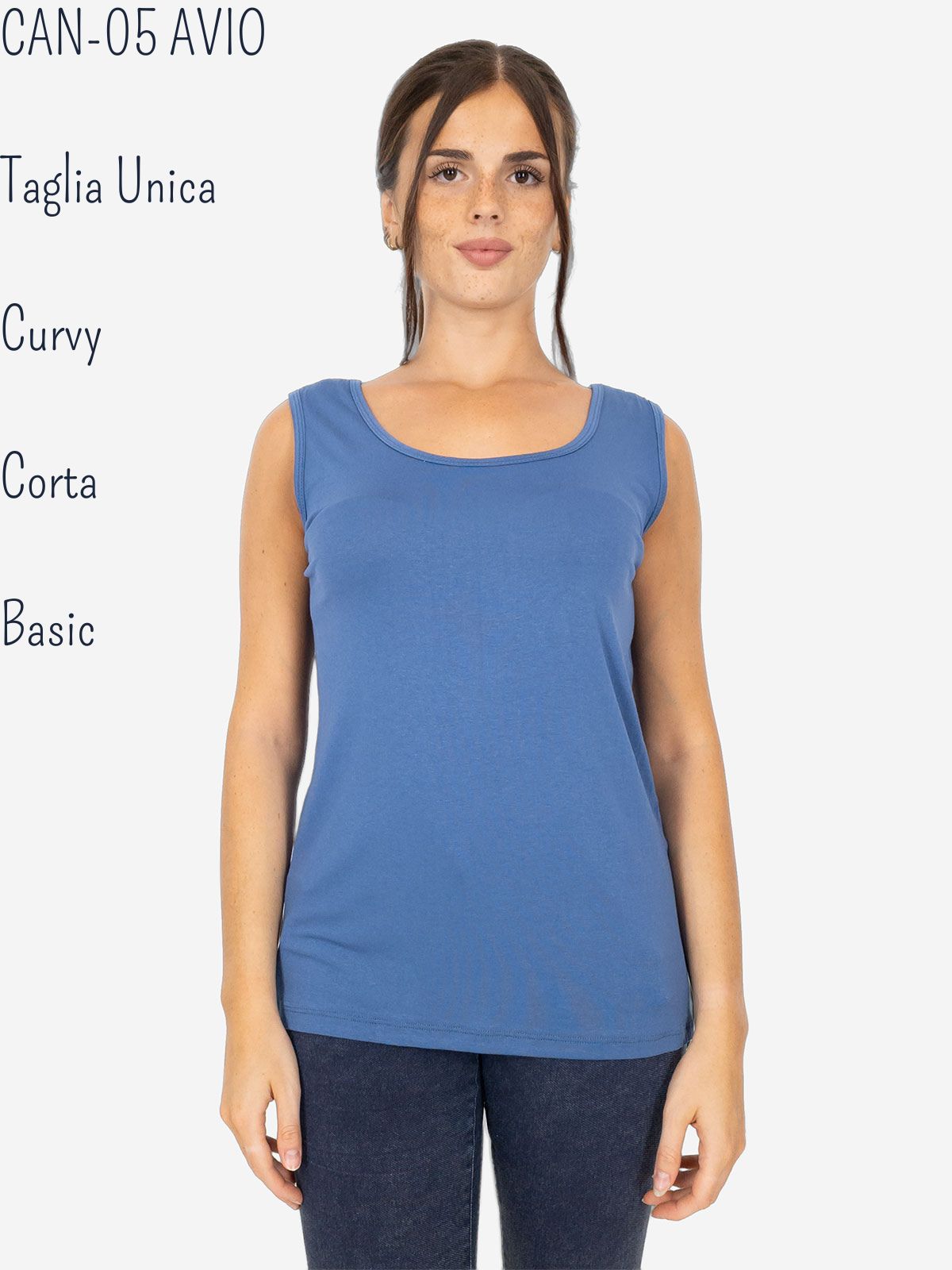 Canotta Donna Curvy Oversize a Spalla Larga in Viscosa Elasticizzata