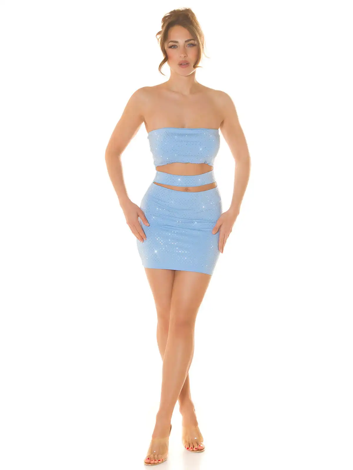Mini abito sexy Koucla glitter con bandeau e cut-out