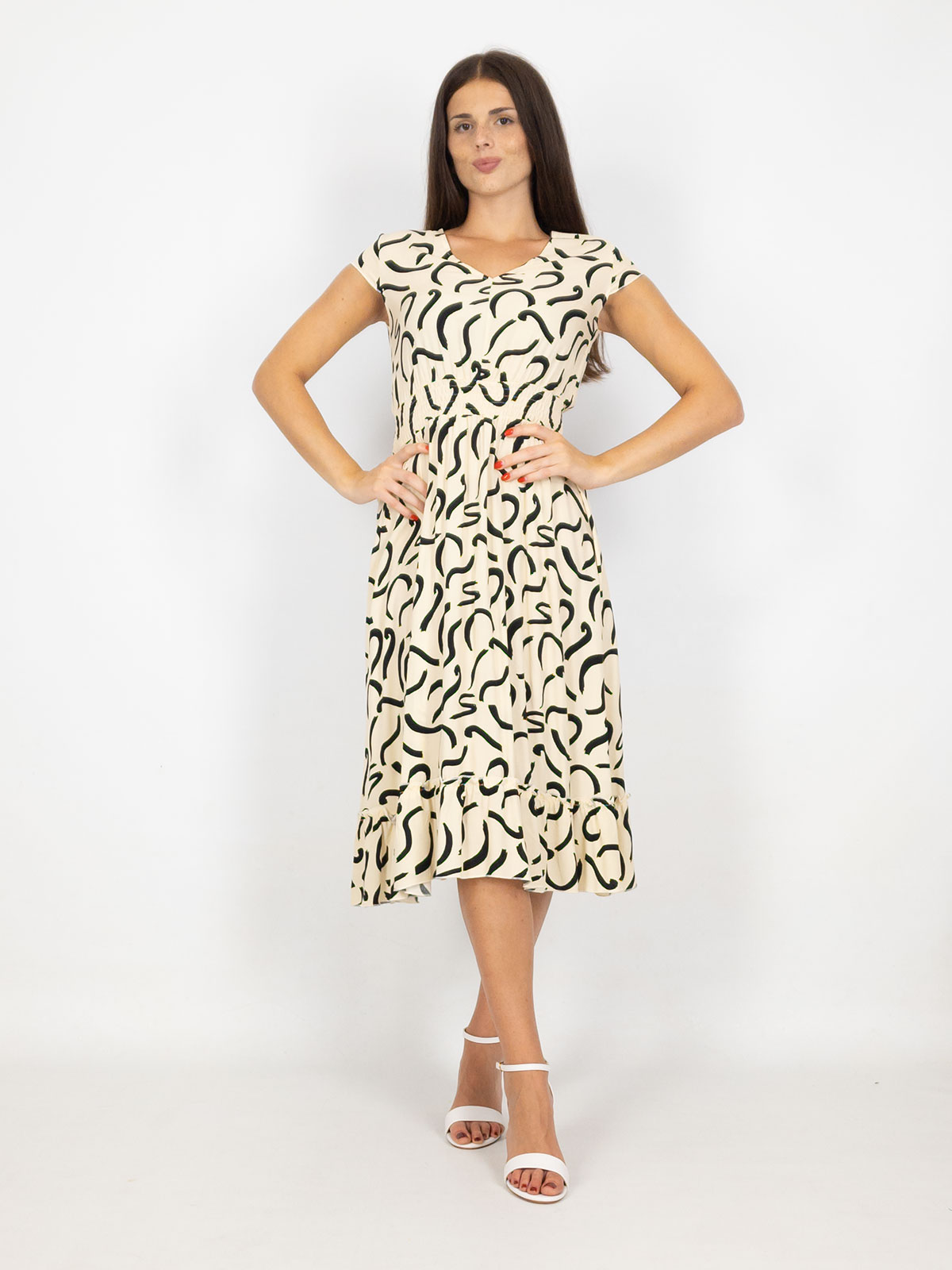 Vestito Donna Estivo Da Giorno Femminile Svasato Longuette Casual