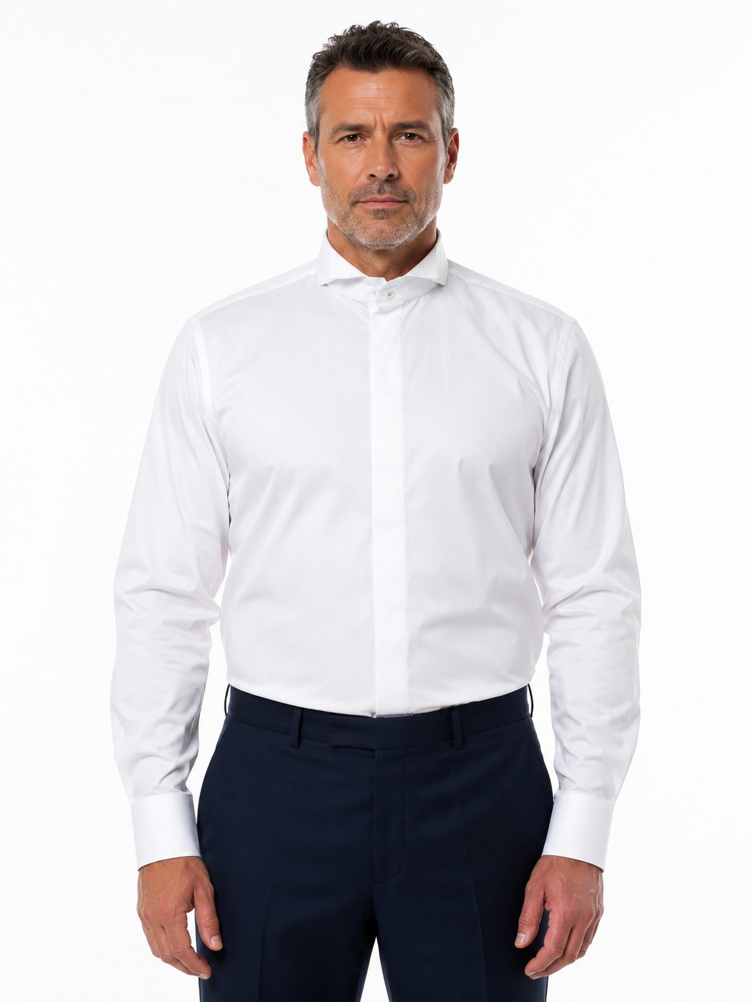 Camicia Cerimonia Collo Diplomatico Cotone Doppio Ritorto L11823